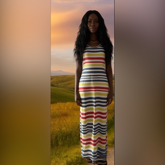 RACHEL Rachel Roy Striped Print Scoop Neck Sleeveless Maxi Dress ( XL ) NWT $109 - Picture 3 of 13